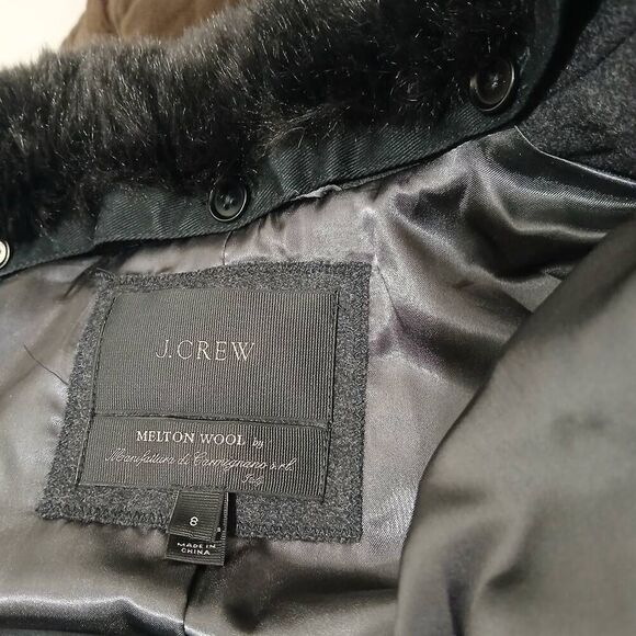 J crew womens Size 8 melton wool long coat dark gray Italian di carmignano - Picture 6 of 8